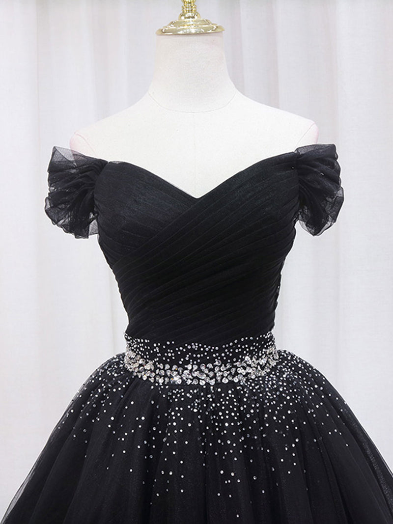 Black V Neck Short Prom Dress, Black Homecoming Dress with Sequin