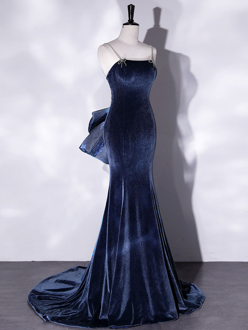 Unique Mermaid Velvet Long Prom Dresses, Velvet Formal Evening Dresses toptby Unique Mermaid Velvet Long Prom Dresses, Velvet Formal Evening Dresses toptby