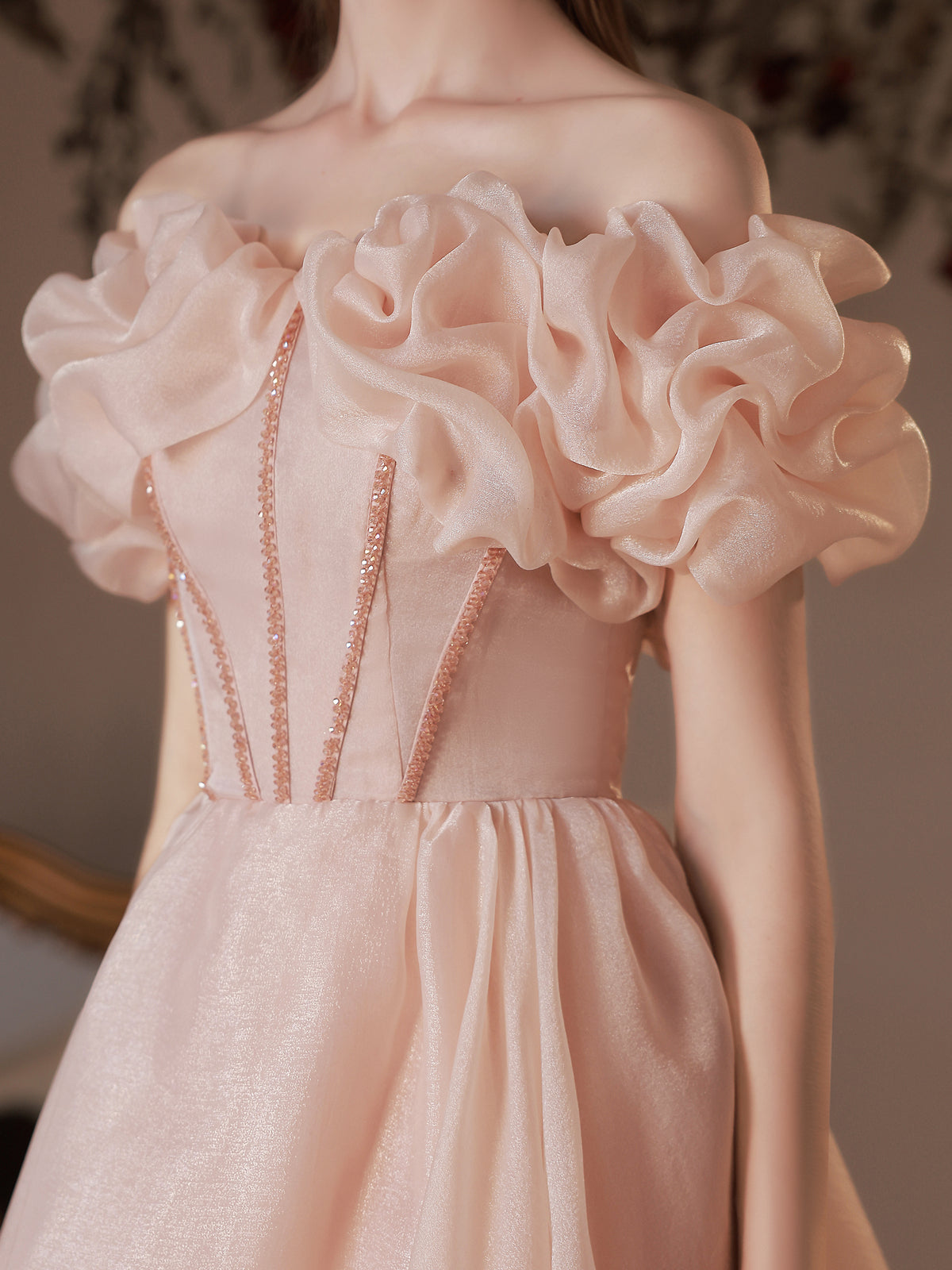 V Neck Pink Blue Tulle Long Prom Dresses, Pink Blue Tulle Long Formal –  jbydress