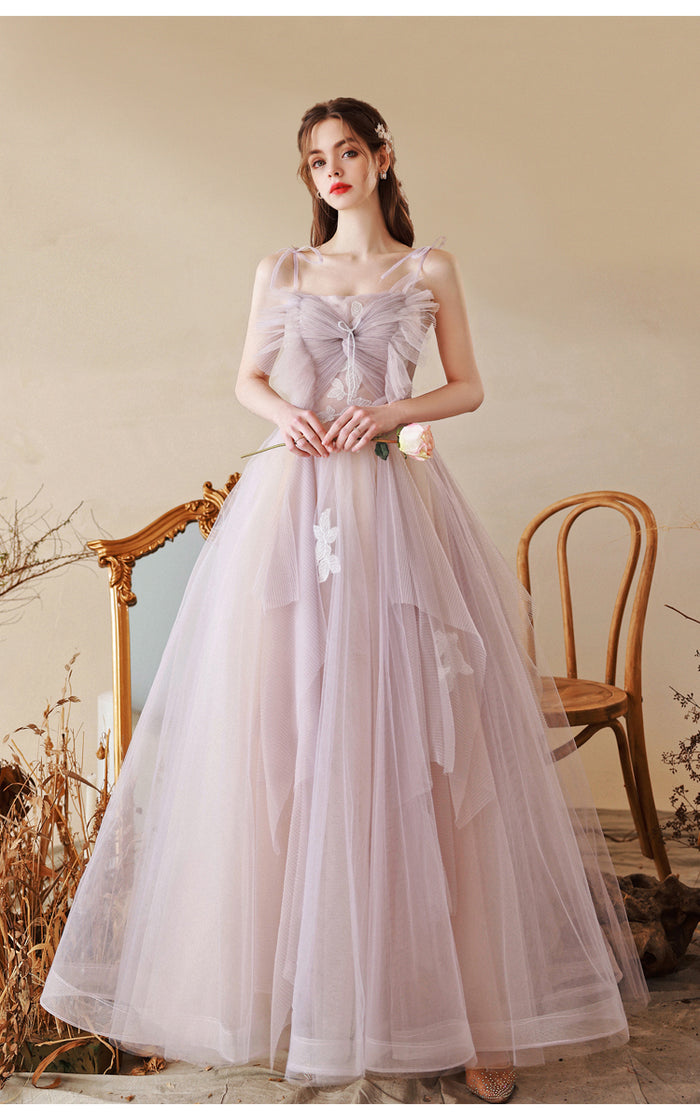 Unique sweetheart neck tulle lace long prom dress, tulle formal evening dress