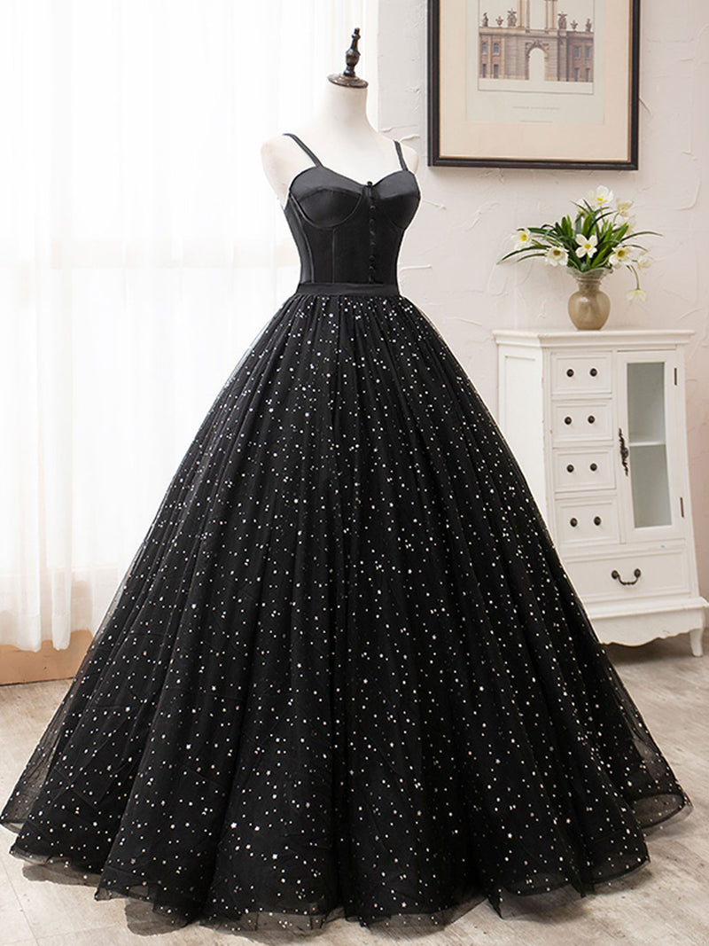 Black A-Line Tulle Long Prom Dress, Black Formal Evening Dresses toptby Black A-Line Tulle Long Prom Dress, Black Formal Evening Dresses toptby
