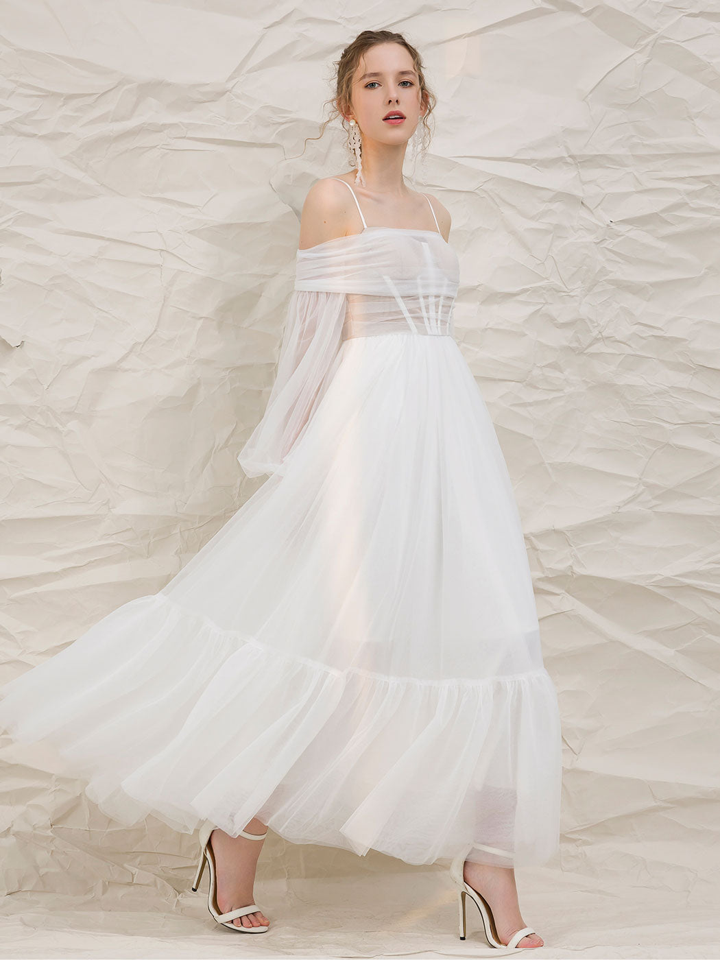 Aline Tea Length White Prom Dresses, White Formal Graduation Dresses