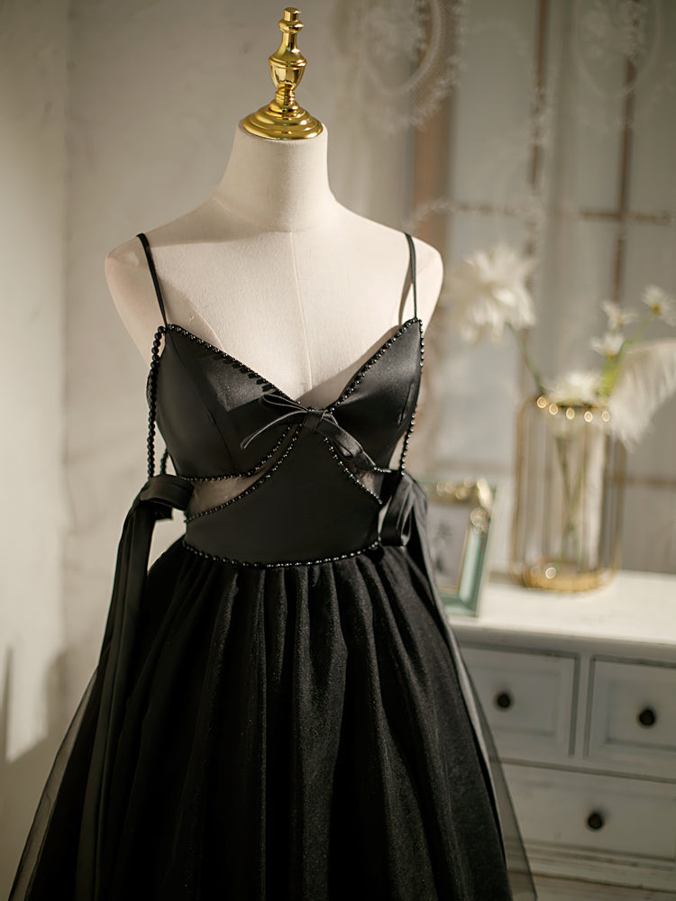 Black tulle short prom dress, black homecoming dress