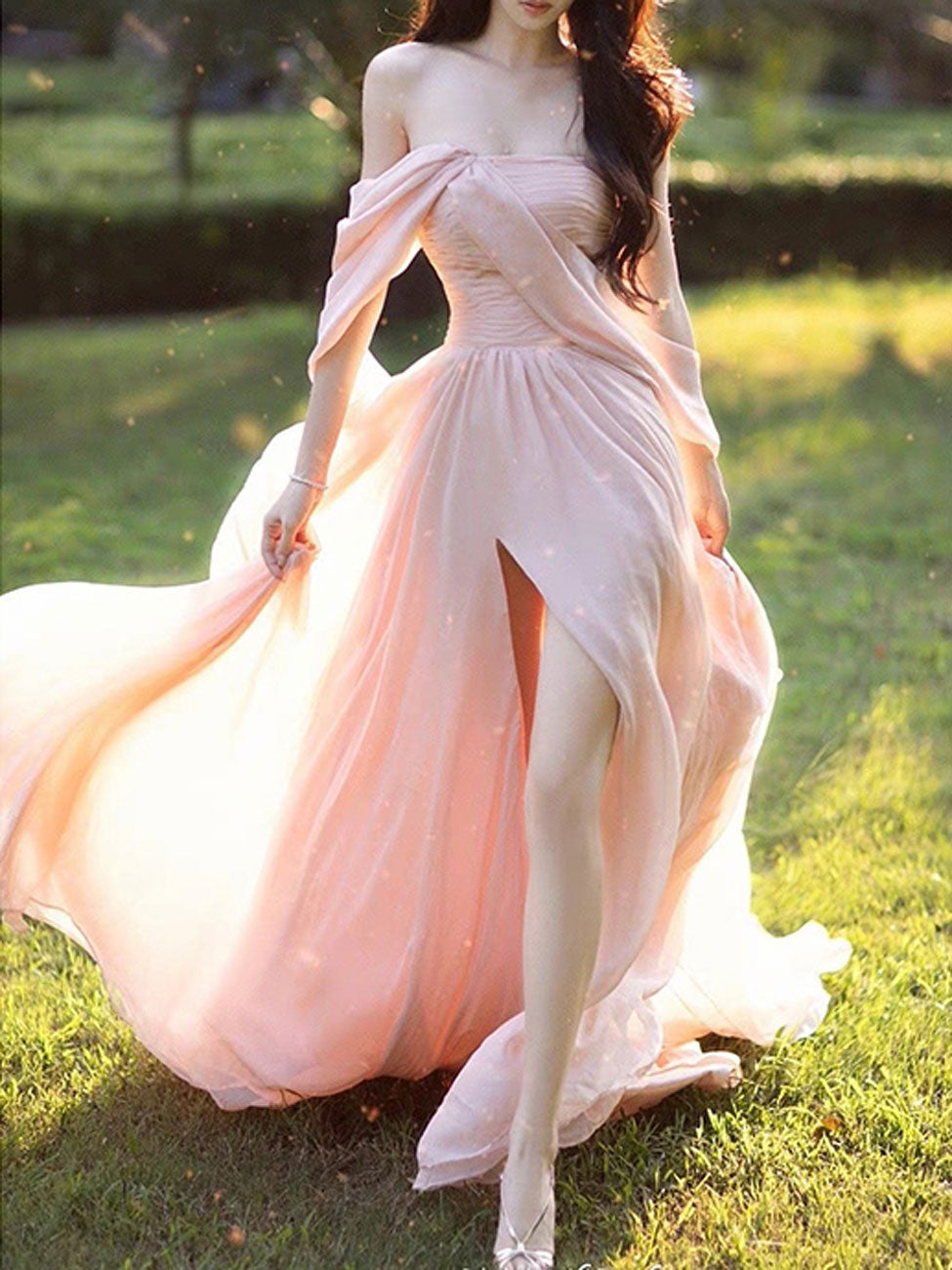 Simple Chiffon Pink Long Prom Dresses, Pink Formal Evening Dress toptby Simple Chiffon Pink Long Prom Dresses, Pink Formal Evening Dress toptby