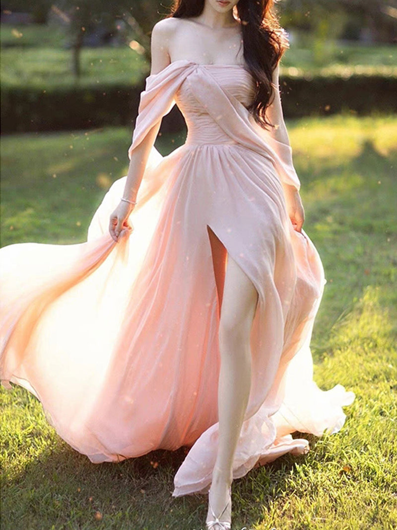 Simple Chiffon Pink Long Prom Dresses, Pink Formal Evening Dress toptby Simple Chiffon Pink Long Prom Dresses, Pink Formal Evening Dress toptby