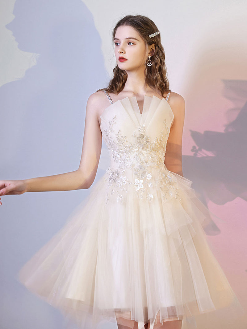 Champagne Mini/Short Prom Dresses, Cute Champagne Homecoming Dresses – toptby