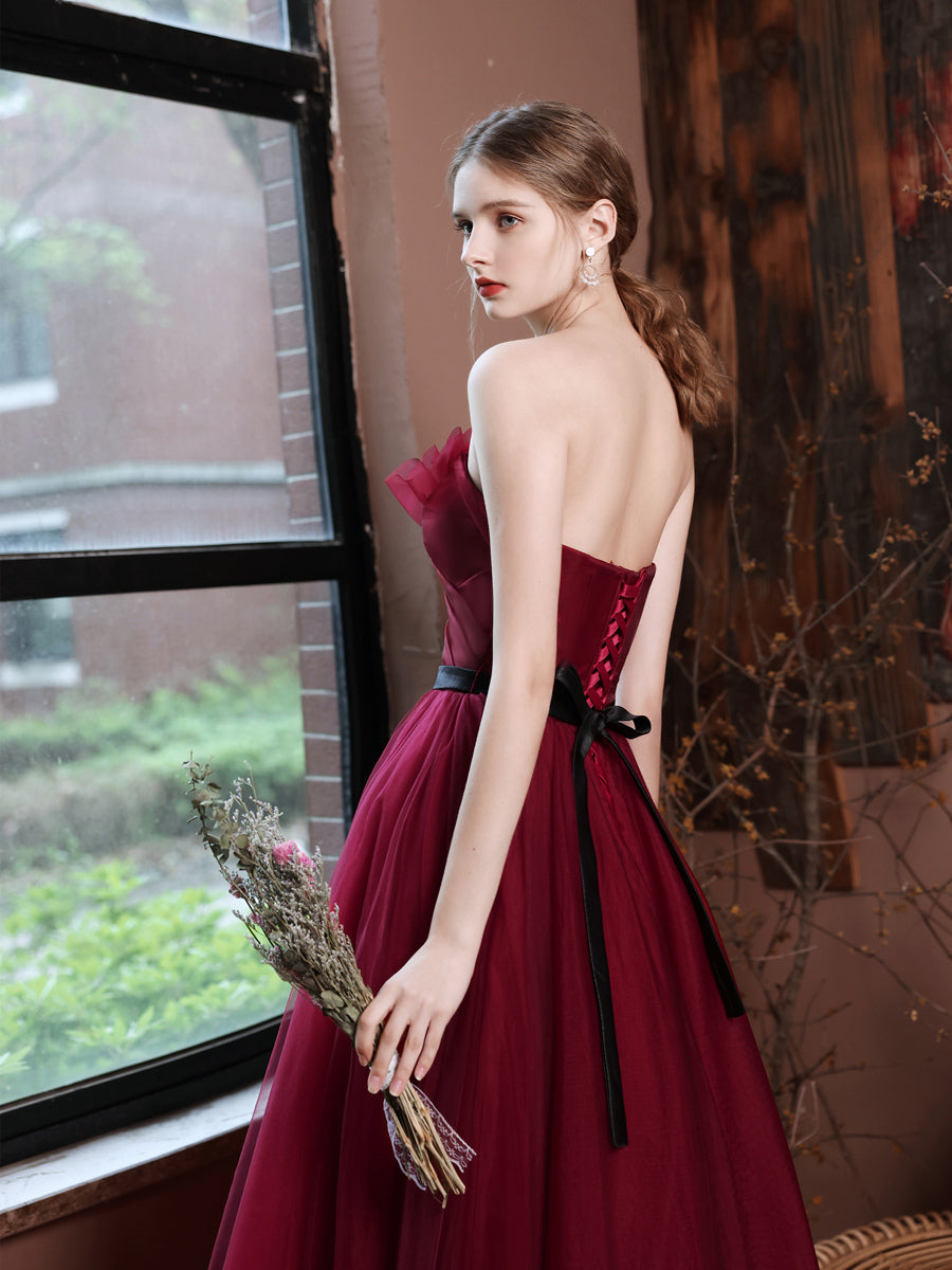 Burgundy Long Prom Dresses, A Line Burgundy Formal Wedding Party Dress toptby Burgundy Long Prom Dresses, A Line Burgundy Formal Wedding Party Dress toptby