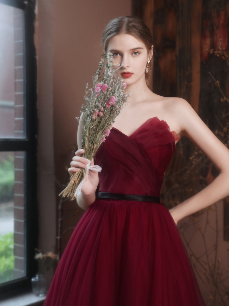 Burgundy Long Prom Dresses, A Line Burgundy Formal Wedding Party Dress Burgundy Long Prom Dresses, A Line Burgundy Formal Wedding Party Dress
