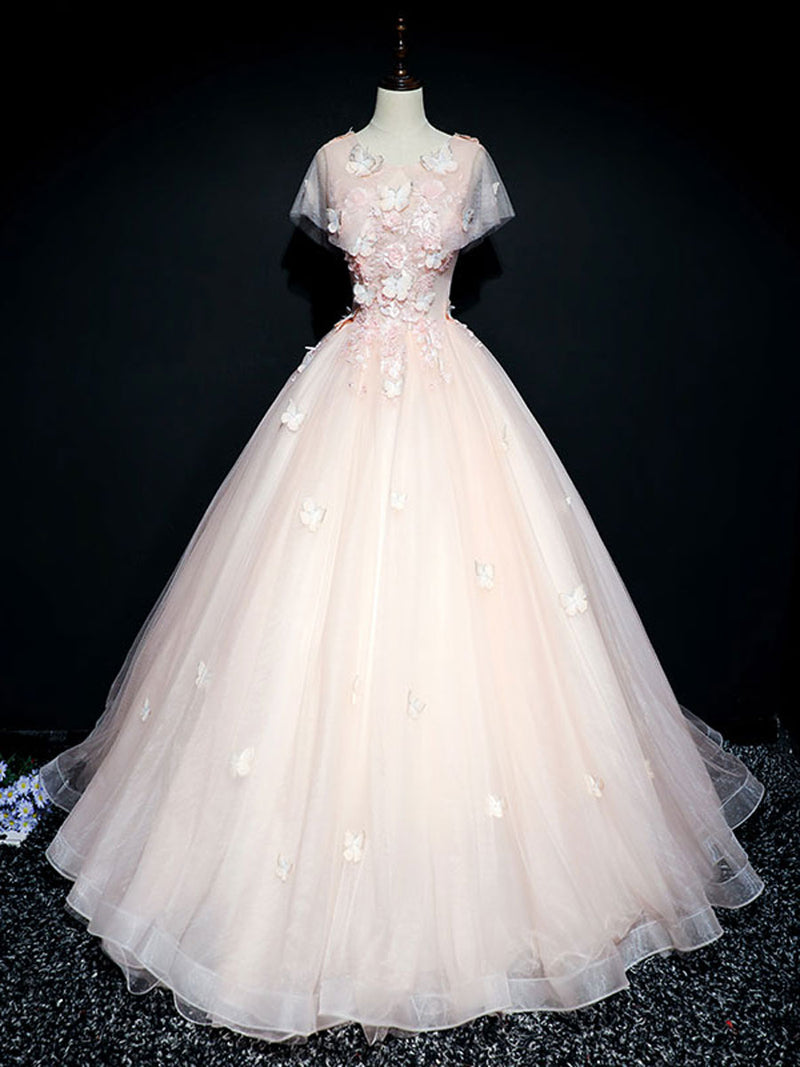 pink and white sweet 16 dresses Pink/White Off Shoulder Ball Gown Floral /flowers Wedding Dress Girls Siaoryne
