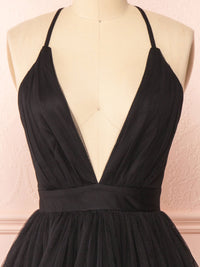 Simple v neck black short prom dress black homecoming dress